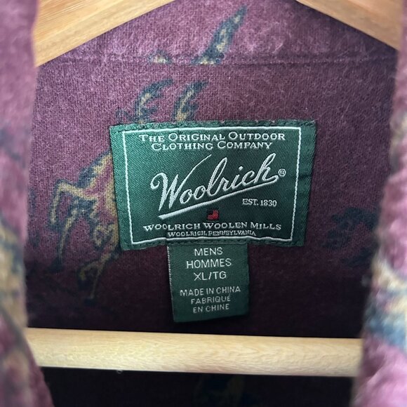 Woolrich Flannel Hunting Long Sleeve Shirt Size XL Maroon Deer Bird Hunting Men - Picture 6 of 7